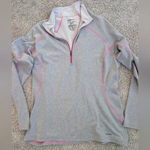 Women's Gray and Pink Quarter-Zip Top